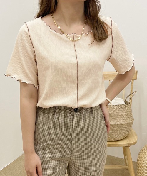 apres jour clair（アプレジュールクレア）の「【apres jour clair】楊柳カットメローT【ZOZOTOWN限定アイテム】（Tシャツ/カットソー・レディース・ブラウン系その他/ライトベージュ・フリー/X-LARGE）」の3枚目の写真