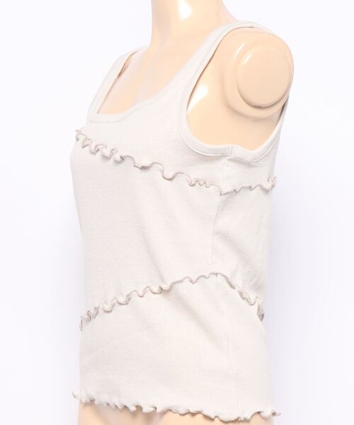nemne store(ネンネストア)の「ホイップを絞るメロー切り替えタンクトップ(タンクトップ・レディース・ブラック/ベージュ/オフホワイト/ライム・F)」の6枚目の写真