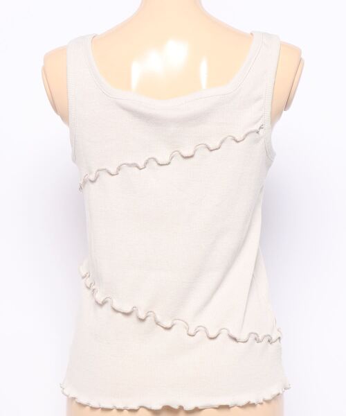 nemne store(ネンネストア)の「ホイップを絞るメロー切り替えタンクトップ(タンクトップ・レディース・ブラック/ベージュ/オフホワイト/ライム・F)」の5枚目の写真