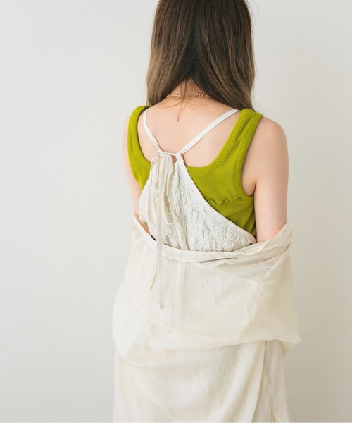 nemne store(ネンネストア)の「ホイップを絞るメロー切り替えタンクトップ(タンクトップ・レディース・ブラック/ベージュ/オフホワイト/ライム・F)」の11枚目の写真