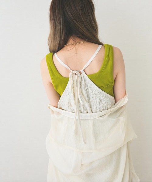 nemne store(ネンネストア)の「ホイップを絞るメロー切り替えタンクトップ(タンクトップ・レディース・ブラック/ベージュ/オフホワイト/ライム・F)」の12枚目の写真