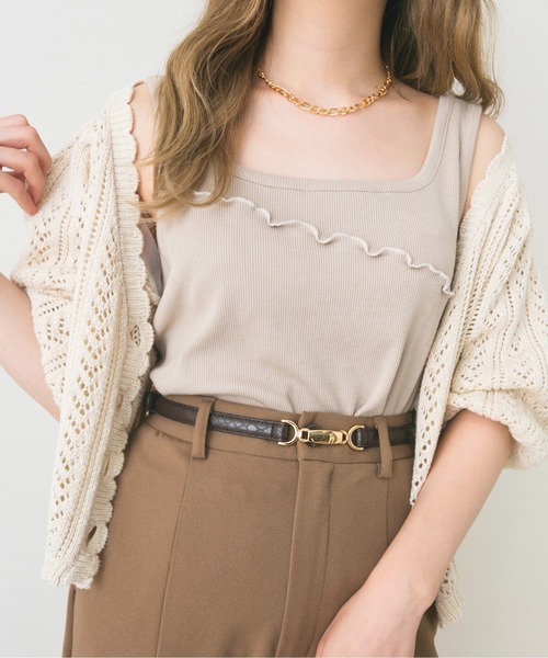 nemne store(ネンネストア)の「ホイップを絞るメロー切り替えタンクトップ(タンクトップ・レディース・ブラック/ベージュ/オフホワイト/ライム・F)」の21枚目の写真