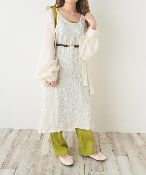 nemne store(ネンネストア)の「ホイップを絞るメロー切り替えタンクトップ(タンクトップ・レディース・ブラック/ベージュ/オフホワイト/ライム・F)」の13枚目の写真