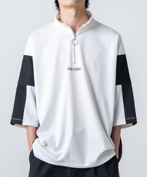 WEGO/ドルマンハーフZIP5分袖プルオーバー