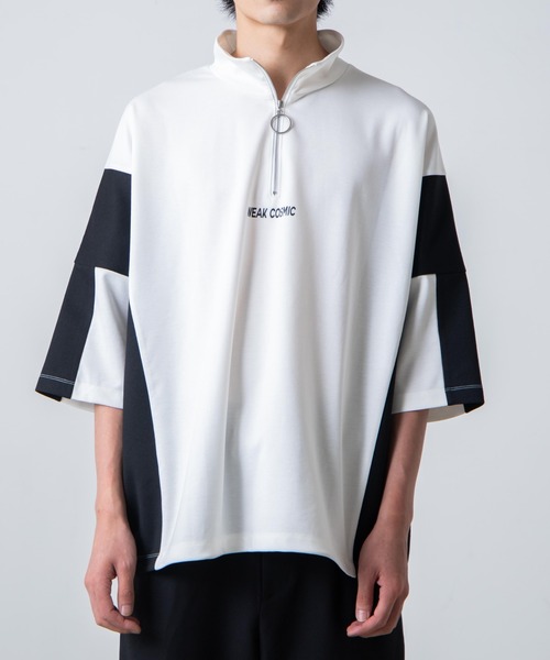WEGO(ウィゴー)の「WEGO/ドルマンハーフZIP5分袖プルオーバー(Tシャツ/カットソー・メンズ・グレー/ホワイト・LARGE/MEDIUM)」の9枚目の写真