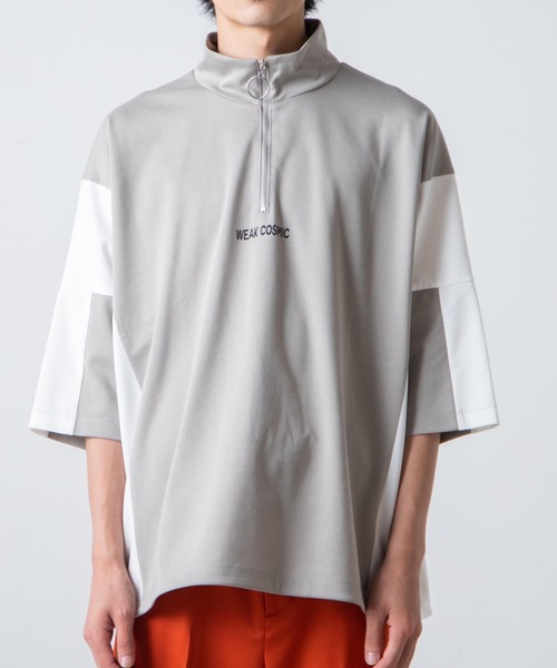 WEGO(ウィゴー)の「WEGO/ドルマンハーフZIP5分袖プルオーバー(Tシャツ/カットソー・メンズ・グレー/ホワイト・LARGE/MEDIUM)」の12枚目の写真