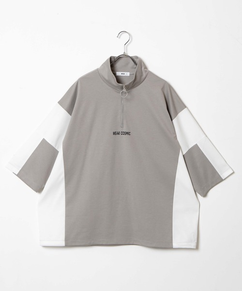 WEGO(ウィゴー)の「WEGO/ドルマンハーフZIP5分袖プルオーバー(Tシャツ/カットソー・メンズ・グレー/ホワイト・LARGE/MEDIUM)」の16枚目の写真
