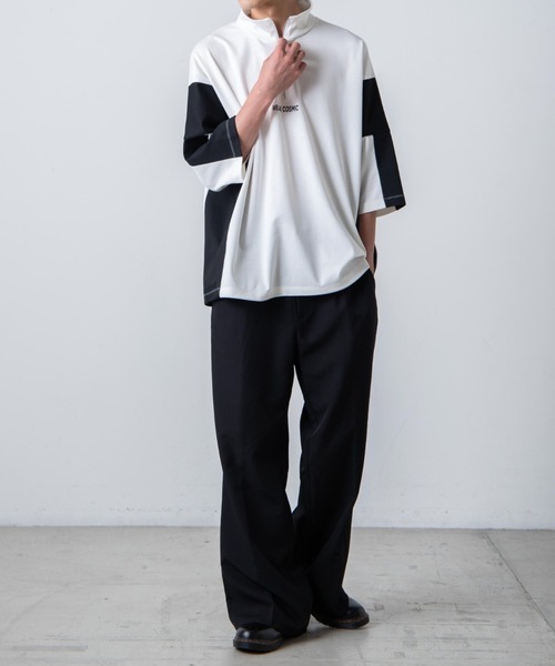 WEGO(ウィゴー)の「WEGO/ドルマンハーフZIP5分袖プルオーバー(Tシャツ/カットソー・メンズ・グレー/ホワイト・LARGE/MEDIUM)」の4枚目の写真