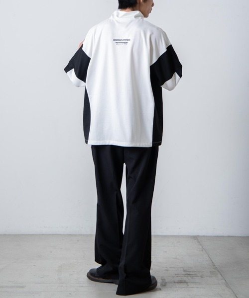 WEGO(ウィゴー)の「WEGO/ドルマンハーフZIP5分袖プルオーバー(Tシャツ/カットソー・メンズ・グレー/ホワイト・LARGE/MEDIUM)」の5枚目の写真
