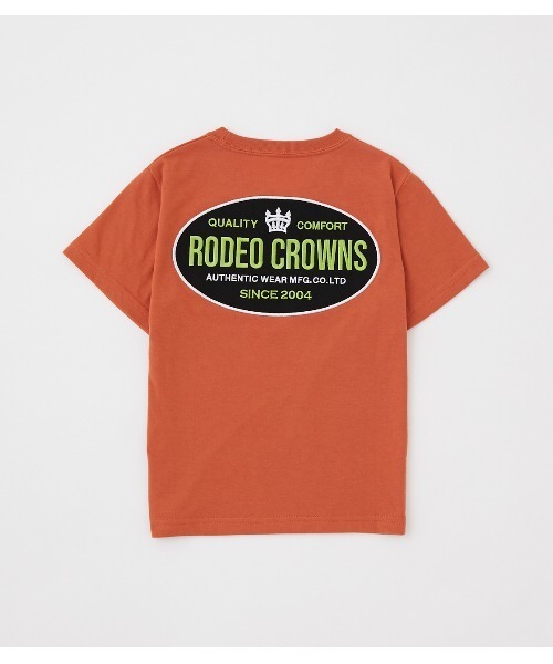 RODEO CROWNS WIDE BOWL(ロデオクラウンズワイドボウル)の「キッズビッグオーバルパッチTシャツ(Tシャツ/カットソー・キッズ・オフホワイト/ブラック/ライトブラウン・120/130/110/140)」の1枚目の写真