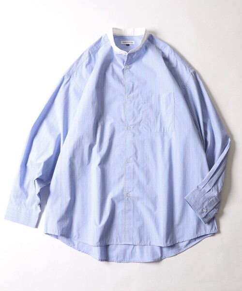 FREAK'S STORE(フリークスストア)の「WEB限定 Relax Fit リラックスフィット バンドカラーシャツ(シャツ/ブラウス・メンズ・ホワイト/ブラック/ベージュ/サックスブルー/ストライプ/イエロー/ブルー/オリーブ/その他15・SMALL/MEDIUM/LARGE)」の9枚目の写真