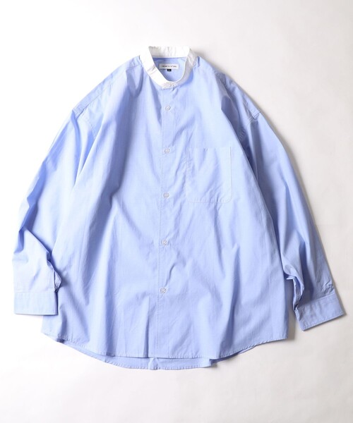 FREAK'S STORE(フリークスストア)の「WEB限定 Relax Fit リラックスフィット バンドカラーシャツ(シャツ/ブラウス・メンズ・ホワイト/ブラック/ベージュ/サックスブルー/ストライプ/イエロー/ブルー/オリーブ/その他15・SMALL/MEDIUM/LARGE)」の6枚目の写真