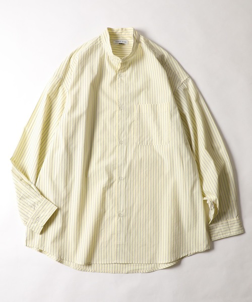 FREAK'S STORE(フリークスストア)の「WEB限定 Relax Fit リラックスフィット バンドカラーシャツ(シャツ/ブラウス・メンズ・ホワイト/ブラック/ベージュ/サックスブルー/ストライプ/イエロー/ブルー/オリーブ/その他15・SMALL/MEDIUM/LARGE)」の7枚目の写真