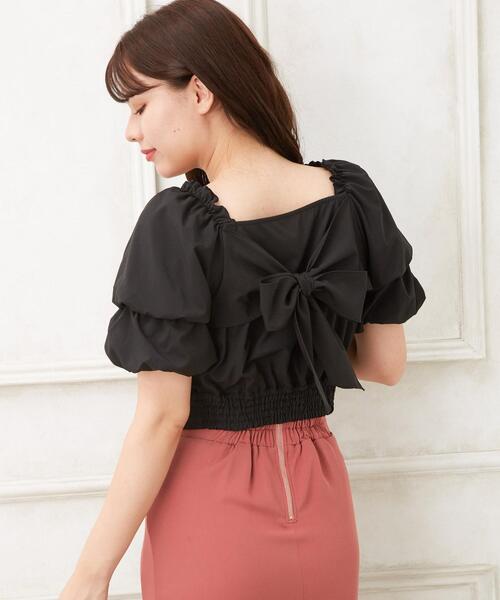 Allamanda（アラマンダ）の「Backリボン2段袖ブラウス（Tシャツ/カットソー・レディース・その他11/ドット/アイボリー/ブラック・M）」の10枚目の写真