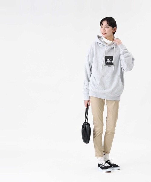 CAMP7（キャンプセブン）の「【CAMP7】フロントBOXロゴスウェットパーカー（パーカー・レディース・ライトグレー/ブラック/オリーブ・S/M/L）」の20枚目の写真
