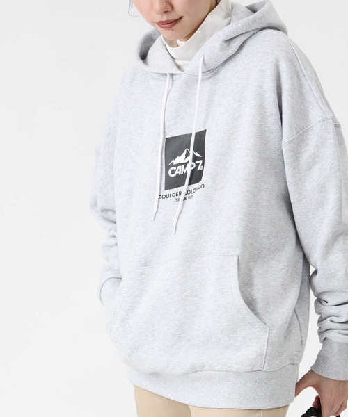 CAMP7（キャンプセブン）の「【CAMP7】フロントBOXロゴスウェットパーカー（パーカー・レディース・ライトグレー/ブラック/オリーブ・S/M/L）」の9枚目の写真