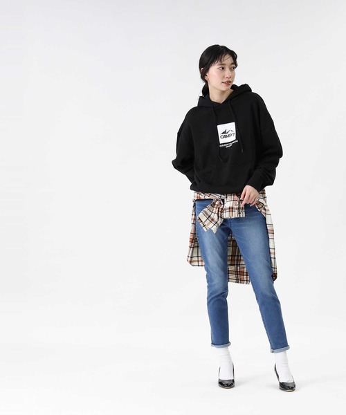 CAMP7（キャンプセブン）の「【CAMP7】フロントBOXロゴスウェットパーカー（パーカー・レディース・ライトグレー/ブラック/オリーブ・S/M/L）」の17枚目の写真