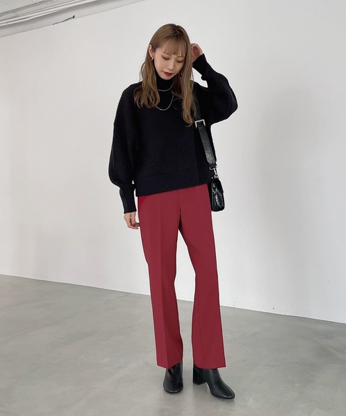 PAGEBOY（ページボーイ）の「5Gショートハイネックプルオーバー（ニット/セーター・レディース・オフホワイト/ブラック/グレイッシュベージュ・FREE）」の7枚目の写真