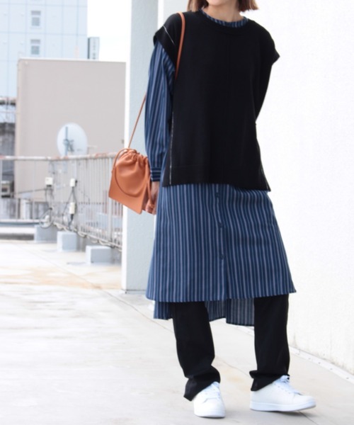 MB mint breeze（エムビーミントブリーズ）の「【M～5L大きいサイズ 】ストライプ ロング シャツワンピース（ワンピース・レディース・ブラウン/ネイビー・LL/4L/3L/5L/L/M）」の16枚目の写真