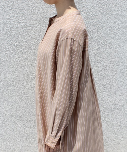 MB mint breeze（エムビーミントブリーズ）の「【M～5L大きいサイズ 】ストライプ ロング シャツワンピース（ワンピース・レディース・ブラウン/ネイビー・LL/4L/3L/5L/L/M）」の9枚目の写真