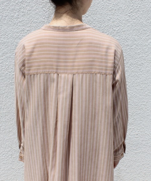 MB mint breeze（エムビーミントブリーズ）の「【M～5L大きいサイズ 】ストライプ ロング シャツワンピース（ワンピース・レディース・ブラウン/ネイビー・LL/4L/3L/5L/L/M）」の10枚目の写真
