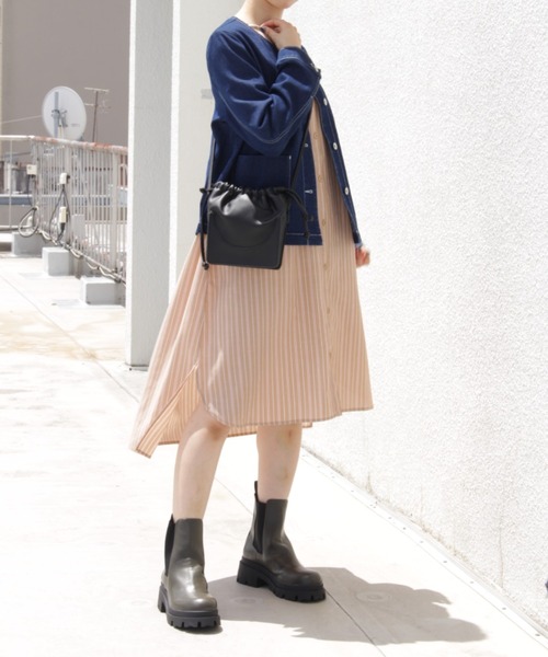 MB mint breeze（エムビーミントブリーズ）の「【M～5L大きいサイズ 】ストライプ ロング シャツワンピース（ワンピース・レディース・ブラウン/ネイビー・LL/4L/3L/5L/L/M）」の7枚目の写真