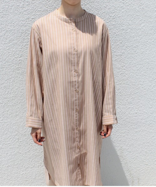 MB mint breeze（エムビーミントブリーズ）の「【M～5L大きいサイズ 】ストライプ ロング シャツワンピース（ワンピース・レディース・ブラウン/ネイビー・LL/4L/3L/5L/L/M）」の8枚目の写真