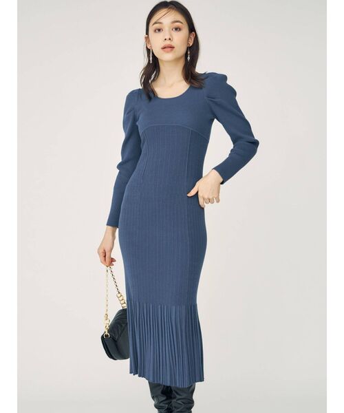 MERCURYDUO（マーキュリーデュオ）の「パワショルマーメイドニットワンピース（ワンピース・レディース・ブルー/ブラック/ベージュ/ブラウン・FREE）」の4枚目の写真