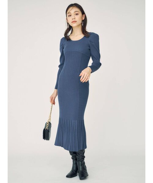 MERCURYDUO（マーキュリーデュオ）の「パワショルマーメイドニットワンピース（ワンピース・レディース・ブルー/ブラック/ベージュ/ブラウン・FREE）」の14枚目の写真