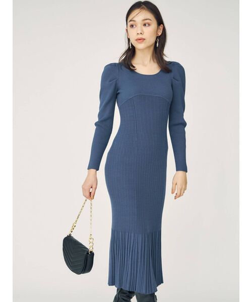 MERCURYDUO（マーキュリーデュオ）の「パワショルマーメイドニットワンピース（ワンピース・レディース・ブルー/ブラック/ベージュ/ブラウン・FREE）」の19枚目の写真
