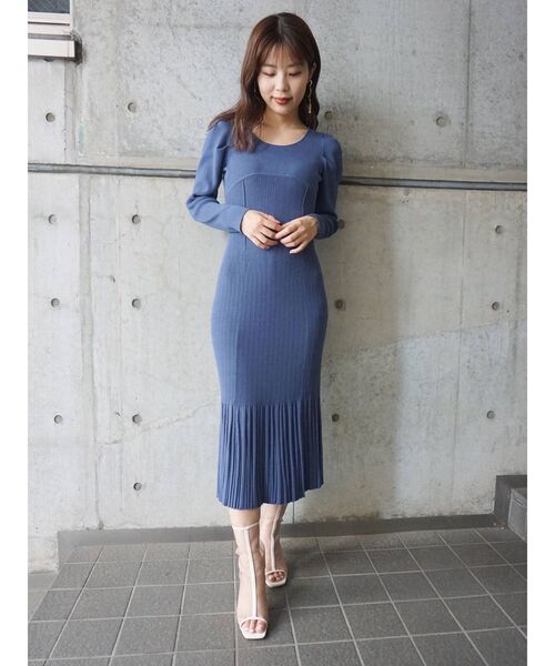 MERCURYDUO（マーキュリーデュオ）の「パワショルマーメイドニットワンピース（ワンピース・レディース・ブルー/ブラック/ベージュ/ブラウン・FREE）」の7枚目の写真