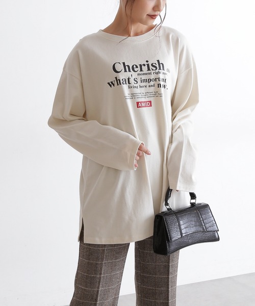 セール】◇起毛天竺ロゴプリントロンT(Tシャツ/カットソー)|FREE'S セール】◇起毛天竺ロゴプリントロンT(Tシャツ/カットソー)|FREE'S