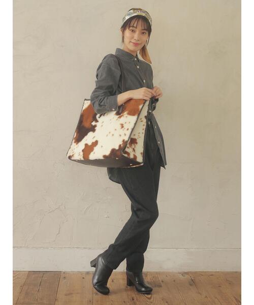 Green　Parks（グリーンパークス）の「カウBIGトートバッグ＊（トートバッグ・レディース・ブラウン・FREE）」の14枚目の写真