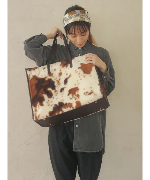 Green　Parks（グリーンパークス）の「カウBIGトートバッグ＊（トートバッグ・レディース・ブラウン・FREE）」の15枚目の写真