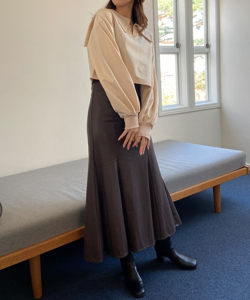 solleim（ソルレム）の「フェイクレザーハイウエストマーメイドスカート（スカート・レディース・ブラック/ブラウン/ベージュ・M）」の13枚目の写真