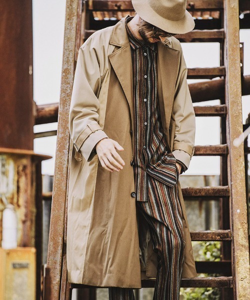 NO ID.（ノーアイディ）の「ms4823- ﾏﾙﾁｽﾄﾗｲﾌﾟﾄﾞﾙﾏﾝｽﾘｰﾌﾞBIG-SH（シャツ/ブラウス・メンズ・ベージュ/グリーン/ブラック・ONE SIZE）」の13枚目の写真