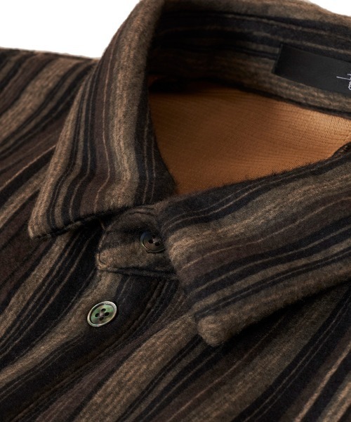 NO ID.（ノーアイディ）の「ms4823- ﾏﾙﾁｽﾄﾗｲﾌﾟﾄﾞﾙﾏﾝｽﾘｰﾌﾞBIG-SH（シャツ/ブラウス・メンズ・ベージュ/グリーン/ブラック・ONE SIZE）」の15枚目の写真