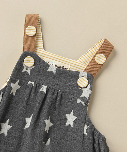 Love&Peace&Money（ラブアンドピースアンドマネー）の「星柄ジャカードサロペット（サロペット/オーバーオール・キッズ・チャコール/ライトグレー・80-90cm/70-80cm）」の6枚目の写真