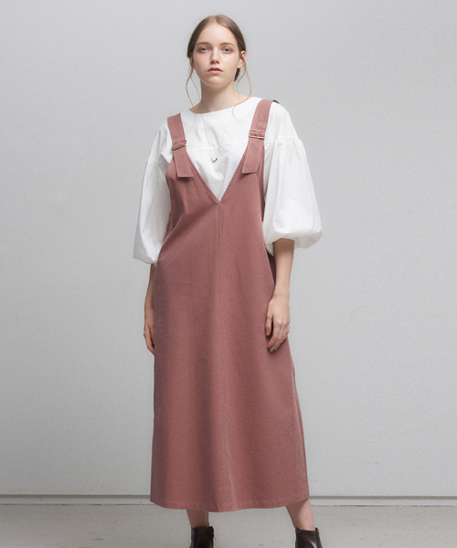 abahouse mavie（アバハウスマヴィ）の「2WAYジャンパースカート（ジャンパースカート・レディース・ベージュ/スモークピンク/チャコールグレー・フリー）」の3枚目の写真