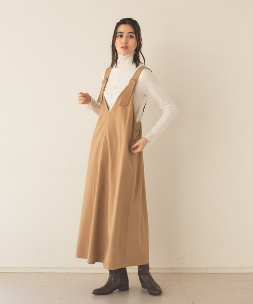 abahouse mavie（アバハウスマヴィ）の「2WAYジャンパースカート（ジャンパースカート・レディース・ベージュ/スモークピンク/チャコールグレー・フリー）」の4枚目の写真