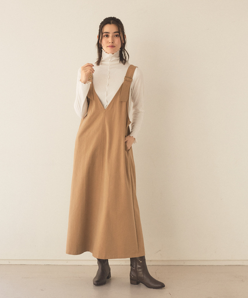 abahouse mavie（アバハウスマヴィ）の「2WAYジャンパースカート（ジャンパースカート・レディース・ベージュ/スモークピンク/チャコールグレー・フリー）」の5枚目の写真