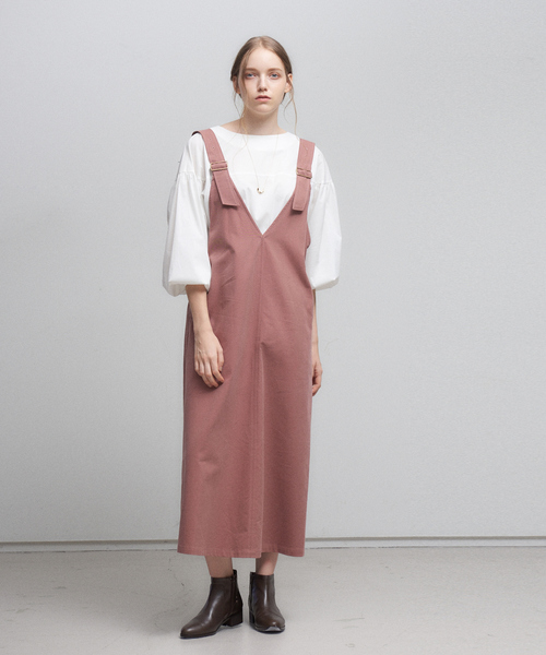 abahouse mavie（アバハウスマヴィ）の「2WAYジャンパースカート（ジャンパースカート・レディース・ベージュ/スモークピンク/チャコールグレー・フリー）」の6枚目の写真