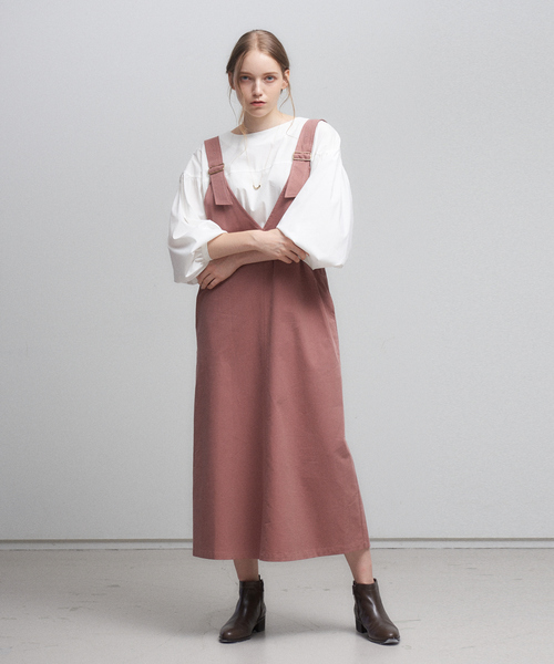 abahouse mavie（アバハウスマヴィ）の「2WAYジャンパースカート（ジャンパースカート・レディース・ベージュ/スモークピンク/チャコールグレー・フリー）」の7枚目の写真