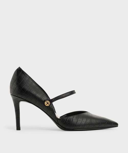 CHARLES & KEITH(チャールズ & キース)の「クロックエフェクト ドルセイスティレットパンプス / Croc-Effect D'Orsay Stiletto Pumps(パンプス・レディース・ベージュ/バーガンディー/ブラック系その他4・22.5cm/23cm/23.5cm/24.5cm/25cm/25.5cm)」の2枚目の写真