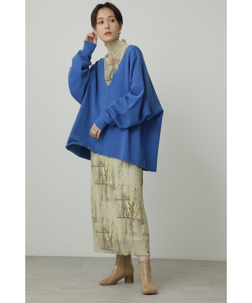 CREOLME（クレオルム）の「(CREOLME)Vネックオーバースウェット（スウェット・レディース・オレンジ/ベージュ/ブルー・ONE SIZE）」の8枚目の写真