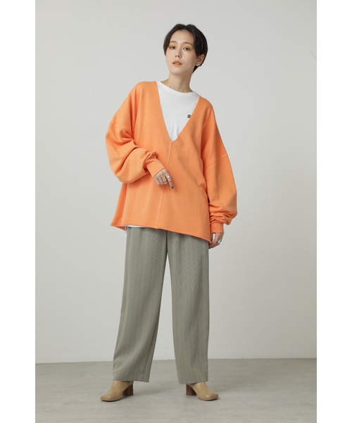 CREOLME（クレオルム）の「(CREOLME)Vネックオーバースウェット（スウェット・レディース・オレンジ/ベージュ/ブルー・ONE SIZE）」の14枚目の写真