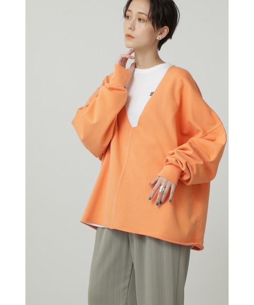 CREOLME（クレオルム）の「(CREOLME)Vネックオーバースウェット（スウェット・レディース・オレンジ/ベージュ/ブルー・ONE SIZE）」の19枚目の写真