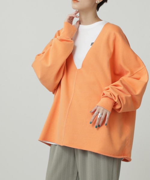 CREOLME（クレオルム）の「(CREOLME)Vネックオーバースウェット（スウェット・レディース・オレンジ/ベージュ/ブルー・ONE SIZE）」の20枚目の写真