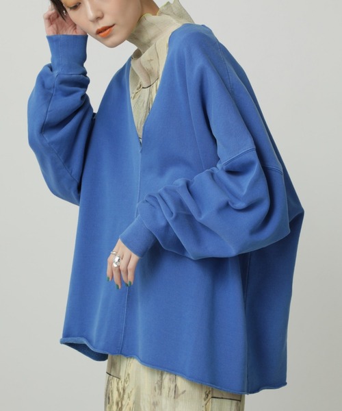 CREOLME（クレオルム）の「(CREOLME)Vネックオーバースウェット（スウェット・レディース・オレンジ/ベージュ/ブルー・ONE SIZE）」の21枚目の写真