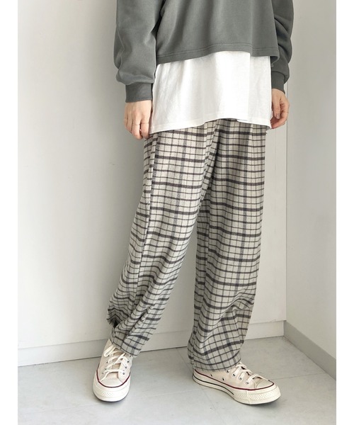 Samansa Mos2 blue(サマンサモスモスブルー)の「チェック柄パンツ(その他パンツ・レディース・ベージュ/チャコール/グレー/ブラウン・フリ-)」の4枚目の写真